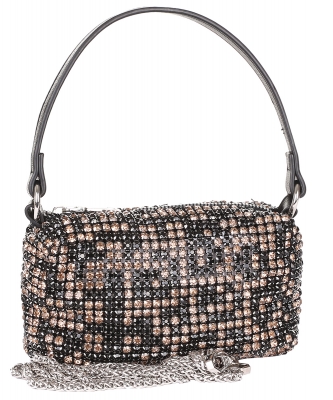 Crystal Rhinestone Clutch Crossbody Bag 6685 BROWN